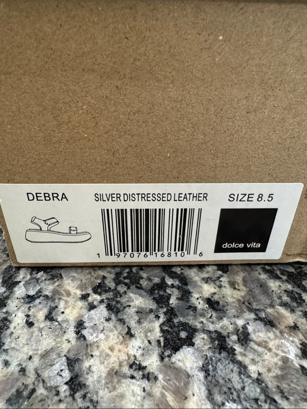 Dolce Vita Silver metallic leather Platform Sandals with Cream Sole NEW 8.5